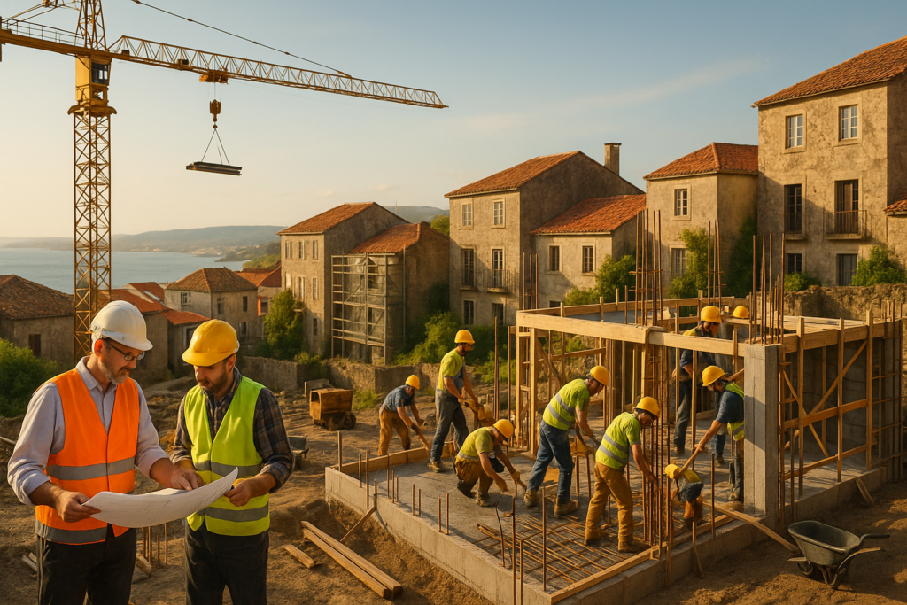 Constructora Barbanza trabajando en obra nueva en Ribeira